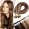 SEGO Extension Capelli Veri Cheratina 200 Ciocche 100g - 50cm 100% Remy Pre-Bonded Human Hair Indiani Hair U Tip