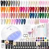 COSCELIA 52pcs Kit Semipermanente Unghie con Lampada, 20 Colori Smalto Unghie e 3 Colori Extensione Gel Kit Ricostruzione Unghie, 5pcs Base Top Coat Manicure Set Regali per Donne Bianco Rosa