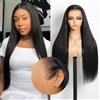 MEGALOOK Parrucca Donna 13x6 HD Lace Front Wig Human Hair Upgraded Ear-To-Ear Frontal Glueless Wigs Human Hair 12A Pre Plucked Pre-Bleached Pre-Cut Straight Drawstring Wig with Ear Tapes 22 Inch