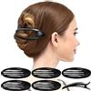 RC ROCHE ORNAMENT 6 fermagli per capelli Classic ovale apertura laterale scorrevole in plastica curva pettine interno denti morsetto clip clip clip ragazze donna bellezza accessorio Grip, grande nero