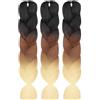 AUYAO Allungato Intrecciare, 3pcs Dreadlock Parrucca, Ombre Jumbo Trecce Jumbo Estensioni dei Capelli Resistenti ai Calore, Parrucca Rasta per Crochet Twist Intrecciare i Capelli Africane Extension