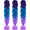 AUYAO Allungato Intrecciare, 3pcs Dreadlock Parrucca, Ombre Jumbo Trecce Jumbo Estensioni dei Capelli Resistenti ai Calore, Parrucca Rasta per Crochet Twist Intrecciare i Capelli Africane Extension