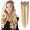 SEGO Pro Extension Capelli Veri Clip 20cm #12/613 Marrone Oro/Biondo Chiarissimo 8 Fasce Singole 100% Remy Human Hair Extension Naturali Lisci Invisibili (45g)