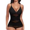 PASUDA Body Contenitivo Modellante Donna Curvy Intimo Bodysuit Shapewear Guaina Contenitiva Dimagrante Spallino Regolabile Snellente Sheer Mesh Pancia Piatta Invisibile Shaper (Bianco, XXL)