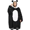 Catalonia Classy coperta indossabile uomo donna, vestito da casa invernale donna, pigiama intero invernale, felpa animali adulti, poncho pile hoodies, Regalo per adolescenti, fidanzata, moglie, Panda