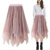 Baogaier Donna Paillettes Gonna Tulle Tutu Elastica Elegante Casual Irregolare Sottogonna a Strati Gonna Plissettato Rosa A-Line Gonna Midi Prom Party Vestito Costume Carnevale Donna