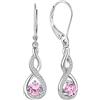 Starchenie Infinito Orecchini a Leva in Argento 925 Orecchini con Tormalina Rosa Pietra Portafortuna Gioielli Intrecciati per Donne