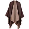 Generic Poncho da donna, invernale, elegante, scialle da donna, caldi, poncho, mantello reversibile, sciarpa calda, elegante, mantello, poncho, donna a maglia, cardigan chic, marrone, Taglia unica