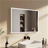 EMKE Specchio Bagno con Luce 60x80 cm, con Mensola, Specchio con Antiappannamento, Luce Bianca Fredda 6500K Dimmerabile, Touch, con Memoria,Specchio LED bagno,Facile da installare