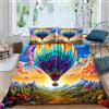EXSANLIEAY Mongolfiere Copripiumino Paesaggio Copripiumini Reversibile - Matrimoniale 3 Pezzi in Microfibra, Comprendente 1 Copripiumino 240x220 cm + 2 Federe 50x80 cm