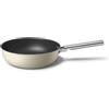 Smeg, Wok Antiaderente CKFW3001CRM, Diametro 30 cm, Manico Ergonomico in Acciaio Inossidabile, Per Tutti i Piani Cottura, Fino a 250° in Forno, Capacità 5,3L, Panna