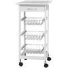 BAKAJI Carrello da Cucina Salvaspazio in Legno MDF Bianco con 3 Cestelli Portafrutta in Acciaio Cassetto Portaposate Piano d'Appoggio Piastrellato e 4 Ruote Girevoli 360 Gradi 37 x 76 cm