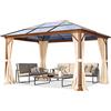 TOOLPORT Gazebo da giardino 3x4 m look quercia, tetto ca. 8mm policarbonato, 4 teli laterali color crema