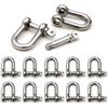 Ganzoo 10 grilli a U acciaio argento con chiusura a vite, misura M 33 x 20 mm, apertura 21 x 10 mm, spessore 5 mm per bracciali Paracord, cordini, cinghie, collari, guinzagli e fissaggi zaino e tenda