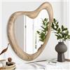 HLFMVWE Specchio irregolare da parete, asimmetrico, grande specchio da bagno con cornice nera, specchio da toeletta unico, specchio irregolare per camera da letto, soggiorno, ingresso, 50 x 40 cm, legno