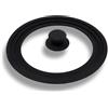 Cflagrant Coperchio universale multi-diametro in vetro e silicone, compatibile 16-20 cm o 24-28 cm, manico anti-calore (24/26/28 cm)