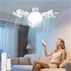 SFBKGTU Ventilatore da Soffitto con Luce e Telecomando, Piccolo Dimmerabile Ventilatore LED con Presa E27, Lampadario Ventole da Soffitto per Piccola Camera Soggiorno Cucina, 3 Velocità, Timing, 50 W - 2100
