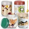 Luxoraiova 4 pezzi Barattolo in vetro con coperchio ermetico 450 ml, contenitori in vetro per alimenti con cucchiaio in acciaio inox, vaso ermetico per cucina, overnight oats jar e meal prep