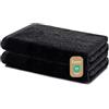 Lavea® Set 2 Teli Doccia 60x120 cm - Asciugamani Bagno morbidi e assorbenti - 100% cotone, Oeko-TEX 100 - con Asola - Lavabili a 60°C - per Hotel, Ospiti, Spa, Casa - Nero