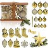 COM-FOUR® 128x palle di Natale, palle di Natale in plastica per Natale, addobbi per l'albero di Natale con ciondoli