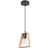 Arte Lamp Brussels Lampada a Sospensione 1 Luce in Metallo e Legno Nero e Beige con Cavo Lampadario Soggiorno per Soggiorno Ingresso Corridoio con Design Accogliente per Tavolo Isola e Corridoio