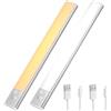 OUSFOT Luce Armadio Led con Sensore 30CM 2 Pezzi, Led Sottopensile Cucina 3 Temperature Colore Regolabile Luminosità, Ricarica via USB, per Armadio, Credenza, Studio