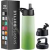 GARUET Borraccia termica a tripla parete da 750 ml, con cannuccia, in acciaio inox, con 3 coperchi a prova di perdite, per viaggi, scuola, sport, palestra/uomini, donne (verde sogno)