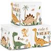 HUUMONSS 30cm Set di 3 Scatole Portaoggetti Dinosauro Contenitore Porta Giochi Bambini Pieghevole Palme Uova Cubi Portaoggetti Libreria Kallax Scuola Materna, Cactus