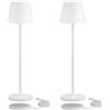 K-Bright 2 pezzi mini Lampada LED Dimmerabile da tavolo, H27.5cm，Ricaricabile Colore luce calda, piccolo Lampada da tavolo con base di ricarica a contatto (Bianco)