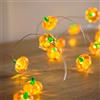 Lights4fun Catena Luminosa di Zucche con 20 Micro LED Bianchi Caldi a Pile con Timer Decorazione Autunnale per Interni