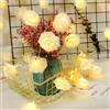 Fybida Luci LED a Rosa Artificiale per Decorazione, Stringa 3 Metri con 20 LED USB, per Tavoli Trucco, Regali, Matrimoni e (Rosa Bianco Caldo)