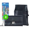 HPPY Portafoglio da cameriere, con supporto, catena e penna - Portafoglio Kellner con Colt Holster, sommelier Portafoglio in ecopelle in set da 4 pezzi con tester per banconote, colore nero 4er-SET