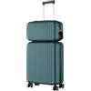 R.Leone Valigia Ryanair 55x40x20 cm + 40x20x25 cm Set 2 Pezzi Trolley Bagaglio a mano 4 Ruote e Beauty Case in ABS 999 (Verde Militare, Valigia 55x40x20 cm + Borsa 40x20x25 cm)