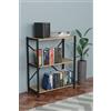 ETNIC ART Libreria Scaffale per Libri da Pavimento, Libreria a Ripiani, Mensole in Legno e Struttura in metallo, Scaffale per Libri, Espositore per Casa, Ufficio, Soggiorno (ROVERE, 3 RIPIANI - BASSA)