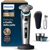 Philips Shaver i9000 Prestige, rasoio elettrico Wet & Dry, con tecnologia Skin IQ, triplo sistema di sollevamento e taglio, doppie lame rotanti in acciaio di precisione a 360°, modello XP9205/30