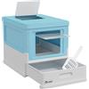 PawHut Lettiera per Gatti Chiusa con Paletta, Vassoio Estraibile e 2 Porte, 47.5x35.5x36.7cm, Azzurro | Aosom Italy