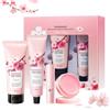 KUIRUNRX® Set per la Cura Della Pelle, Set Bagnoschiuma Regalo Donna con Body Lotion, Crema Mani, Burrocacao Labbra, Crema Idratante, Set per Feste Natalizie per Amici, Mamme, Colleghi, 4 Pezzi