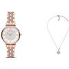 Emporio Armani orologio e collana da donna in acciaio inossidabile color oro rosa, set