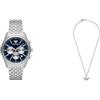 Emporio Armani orologio e collana da uomo in acciaio inossidabile color argento, set