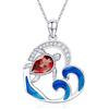 LONAGO Collana Tartaruga per Donna 925 Sterline Argento Onda Blu con Tartaruga Pendente Collana per Mamma (Gennaio)