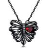 URONE Collana a costine in argento Sterling con ciondolo nero con cuore rosso e zircone gotico Punk teschio gioielli regali di compleanno per donna