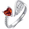 YEESIA Anello aperto da donna, in argento sterling 925, regolabile, con piume di girasole, turchese, ali d'angelo, ipoallergenico, regalo per moglie, fidanzata, figlia e nonna, 8, Argento sterling, Zircone