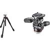 Manfrotto MT055XPRO3, Treppiede a 3 Sezioni in Alluminio, design ergonomico, per DSLR, fotocamera compatta, Mirrorless, Nero & MH804-3W Testa a 3 Vie con Leve Richiudibili, Nero