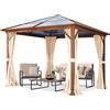TOOLPORT Gazebo da giardino 3x3 m look quercia, tetto ca. 8mm policarbonato, 4 teli laterali color crema