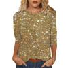 Generico Maglia Da Donna Paillettes Casual Elegante Con Lustrini Camicia Brillantini Girocollo Taglie Forti Capodanno Maglia Glitter Maniche 3/4 Curvy Tops Cocktail Per Feste E Serate Cerimonia Blusa 2025