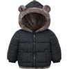 amropi Bambini e Ragazzi Cappotto Foderato in Vello Giacca con Cappuccio Invernale Caldo Cappotti Nero, 5-6 Anni