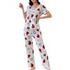 Generico Pigiama Estivo Donna Cotone Leggero Comodo Raso Solid Color Accessorio Coordinato Maniche Corte Abbigliamento Notte Loungewear