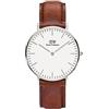 Daniel Wellington Classic St Mawes Orologio Unisex Adulto, 36mm, in Pelle, Marrone/Argento
