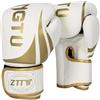 bokalaka Guanti da boxe, in pelle sintetica di alta qualità, colore: bianco/oro, 10 oz