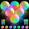 Leikurvo Palline da golf a LED, luminose, con 7 colori, 6 palline da golf di notte, con tè, luci a LED, per allenamento notturno e tiro a lungo raggio